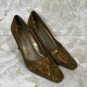Bellini Chantilly bronze & gold metallic swirl leather pumps